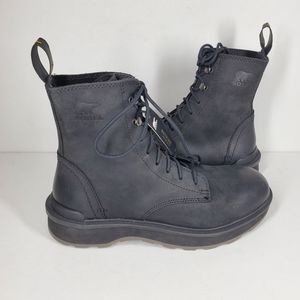 New Sorel Hi-Line Black Leather Lace Up Boots